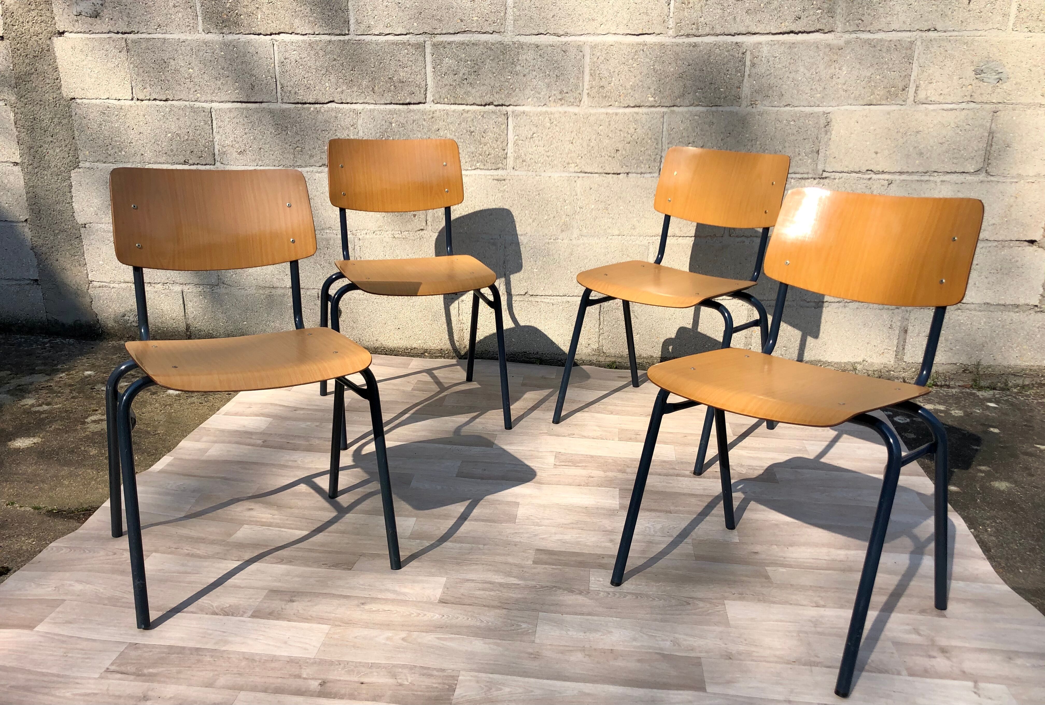Lot de 4 chaises vintage Arhend Hollande