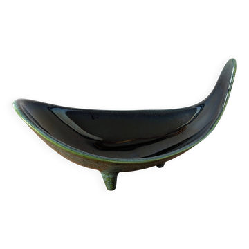 Large sculptural tripod bowl Ceramidi – Black/green glazed ceramic