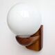 Pair of solid pine and opaline wall lights