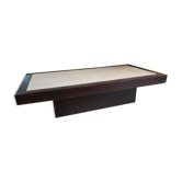 Coffee table 70s and wood and travertine