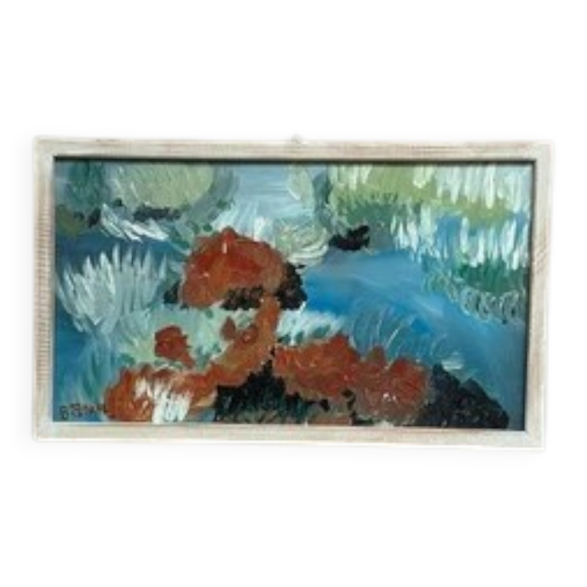 Mid-Century Oil on Panel “Sheeps” by B dahl Framed 45x37 cm (17.7" x 14.5")