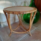 Rattan pedestal table
