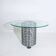 1970s modernist Italian console by Rima with a chrome spiral base.
