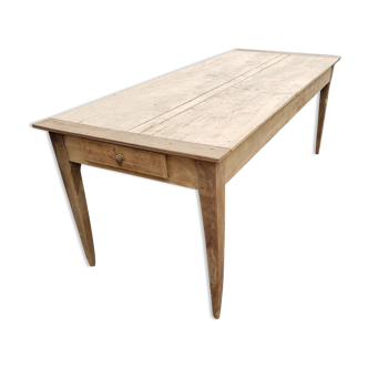 Table de ferme 2 tiroirs peuplier et chataignier
