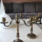Pair of 3-arm curved chandeliers. Baroque/Rocaille style.