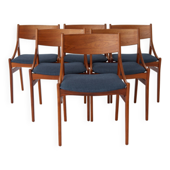 6 chaises de salle à manger des années 1960, par Vestervig Eriksen, danois, teck, vintage
