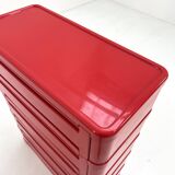 Red cabinet model "4964" by Olaf Von Bohr for Kartell, 1970