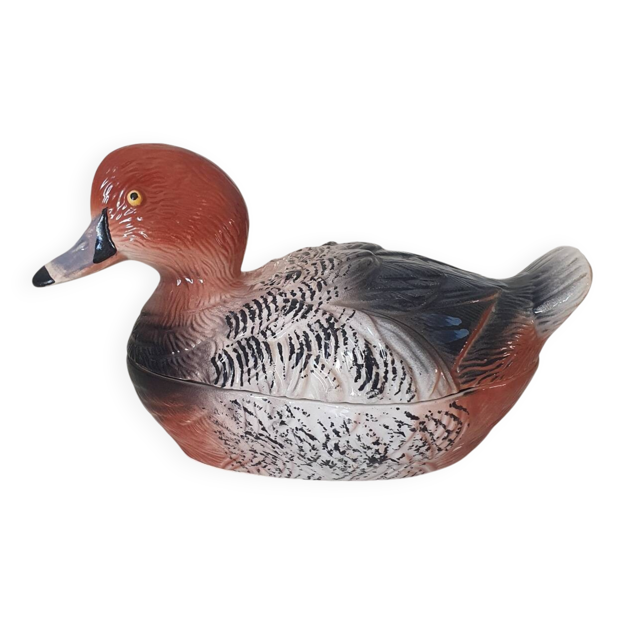 Michel Caugant / Terrine en forme de canard en céramique barbotine