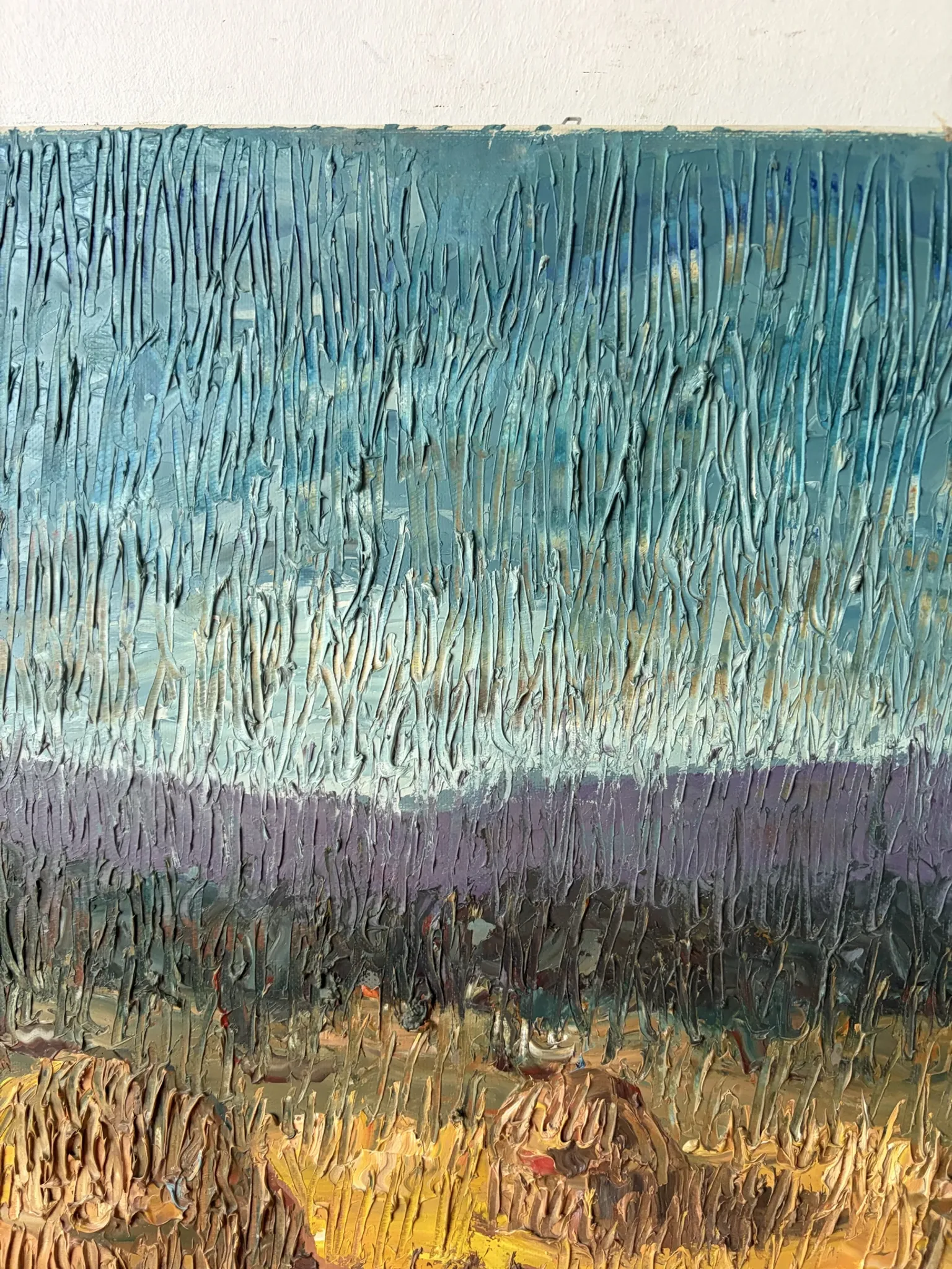 Haystacks, knife oil signed
