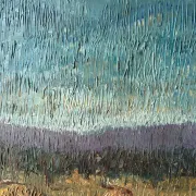 Haystacks, knife oil signed