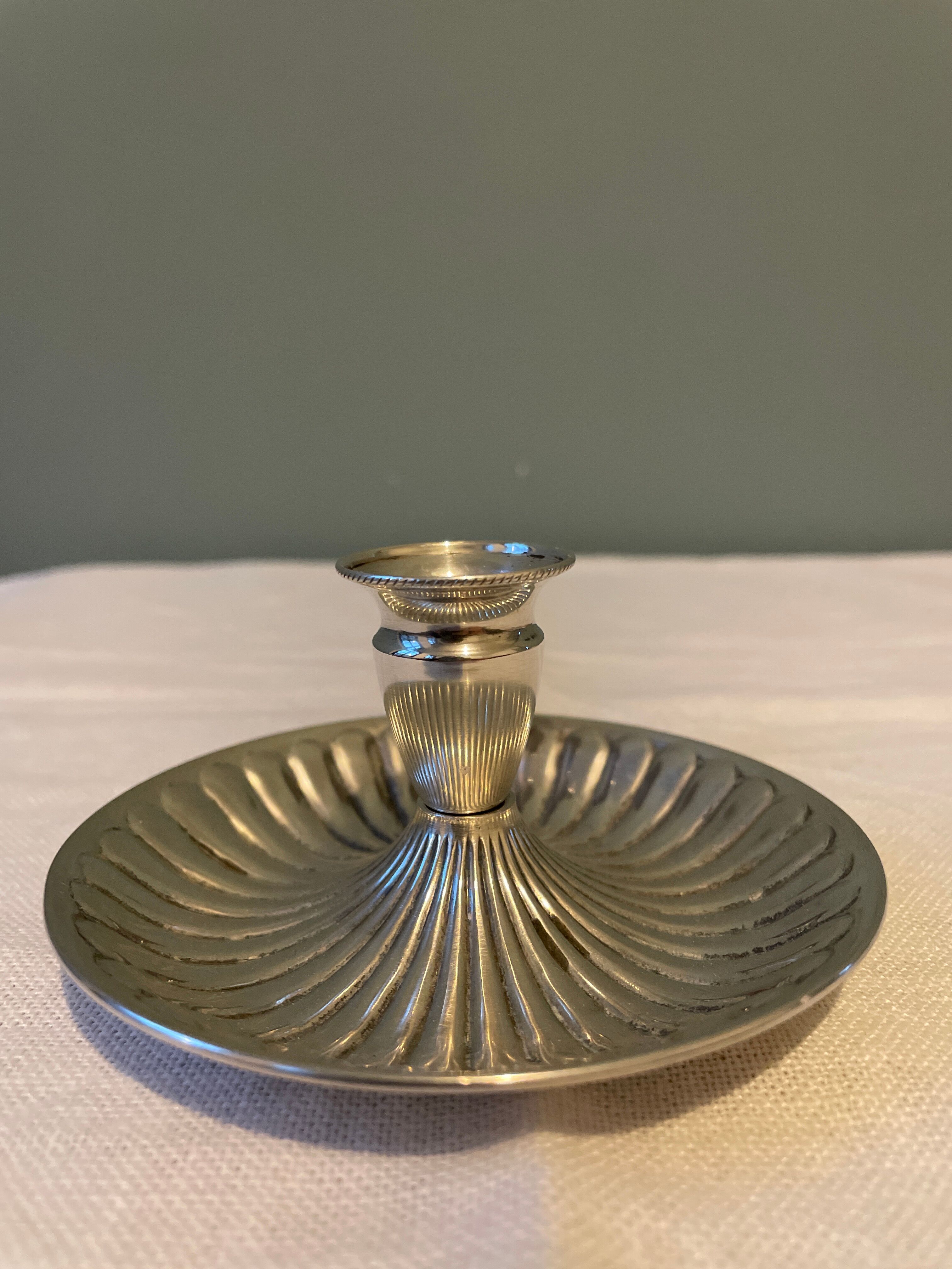 Solid silver hand candle holder