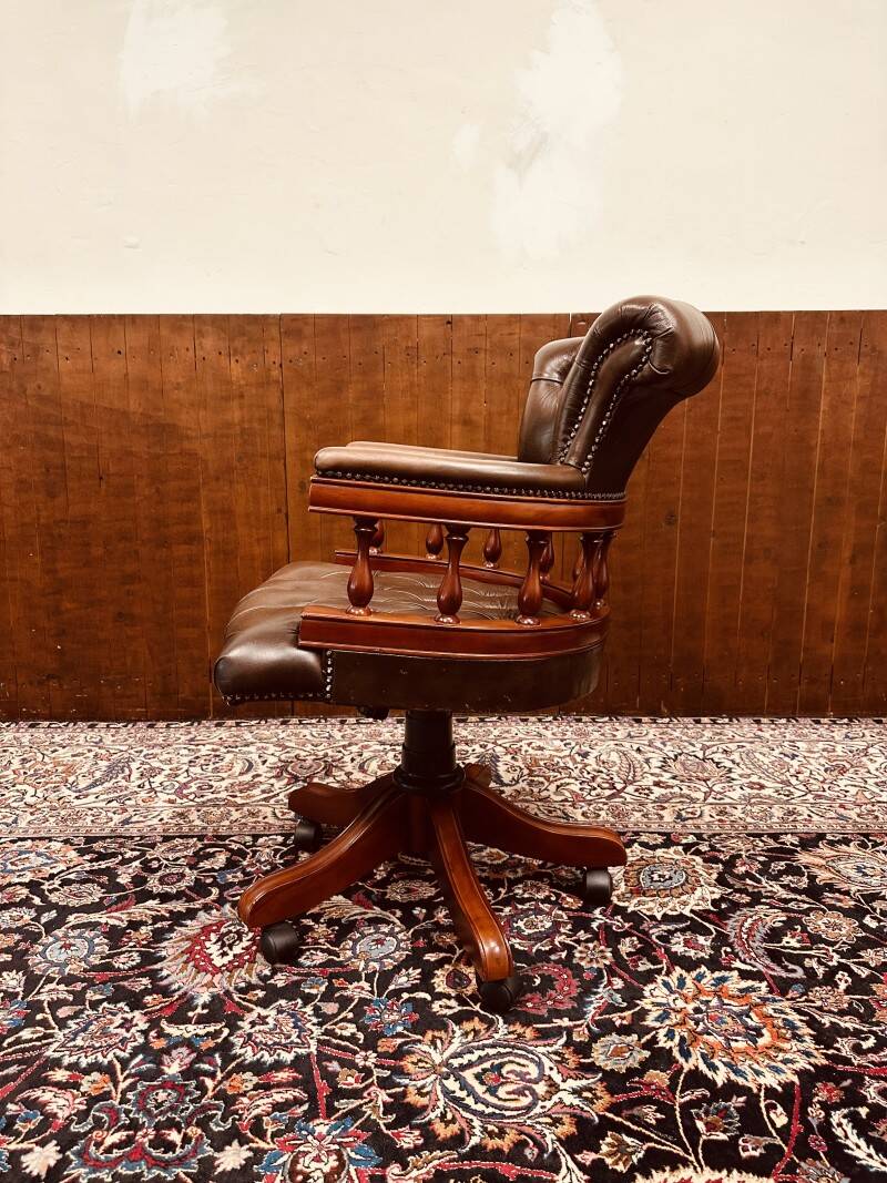 Brown Chesterfield Captain Desk Chair Office chair
