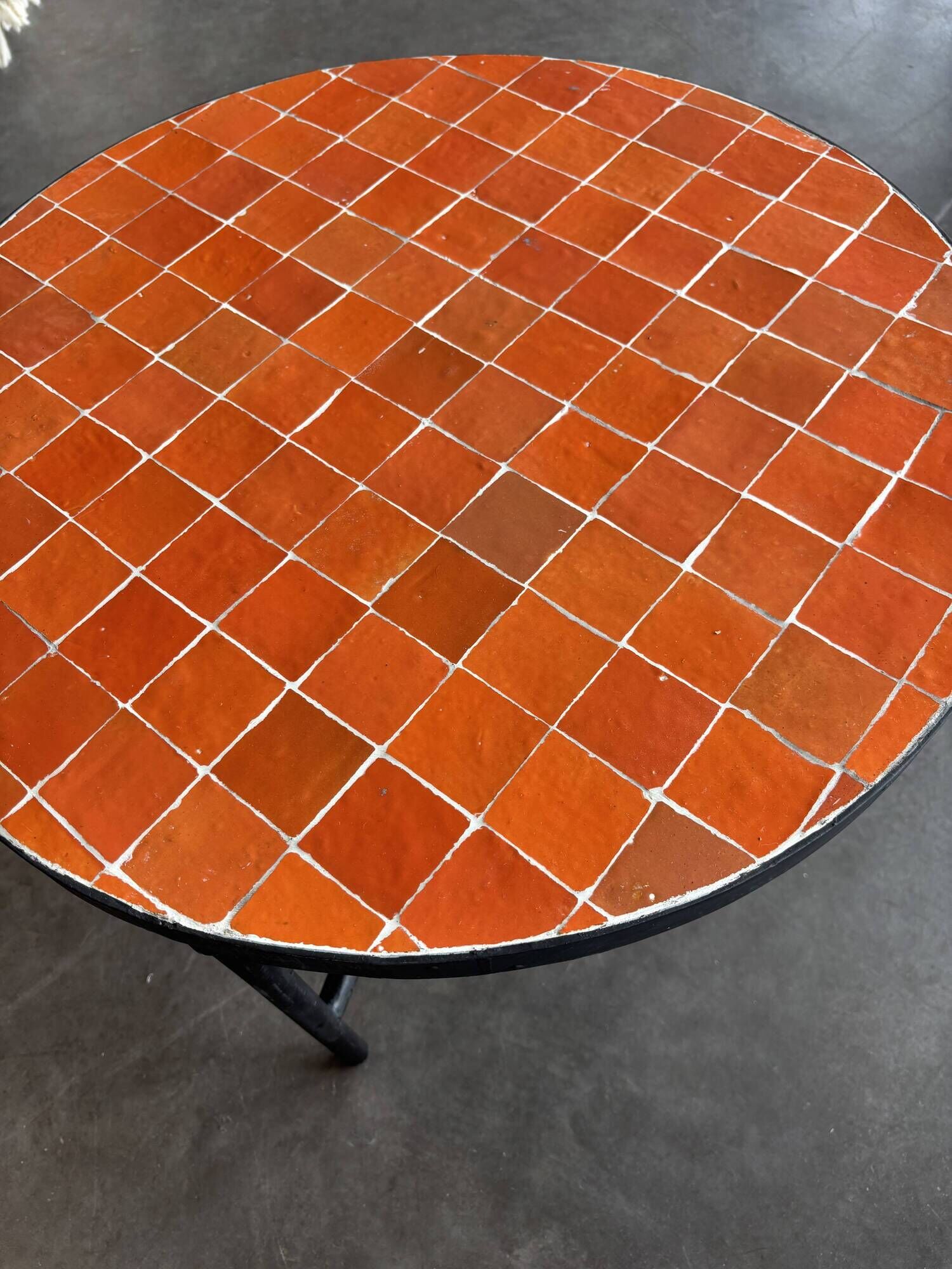 orange coffee table in handmade zellige from Morocco