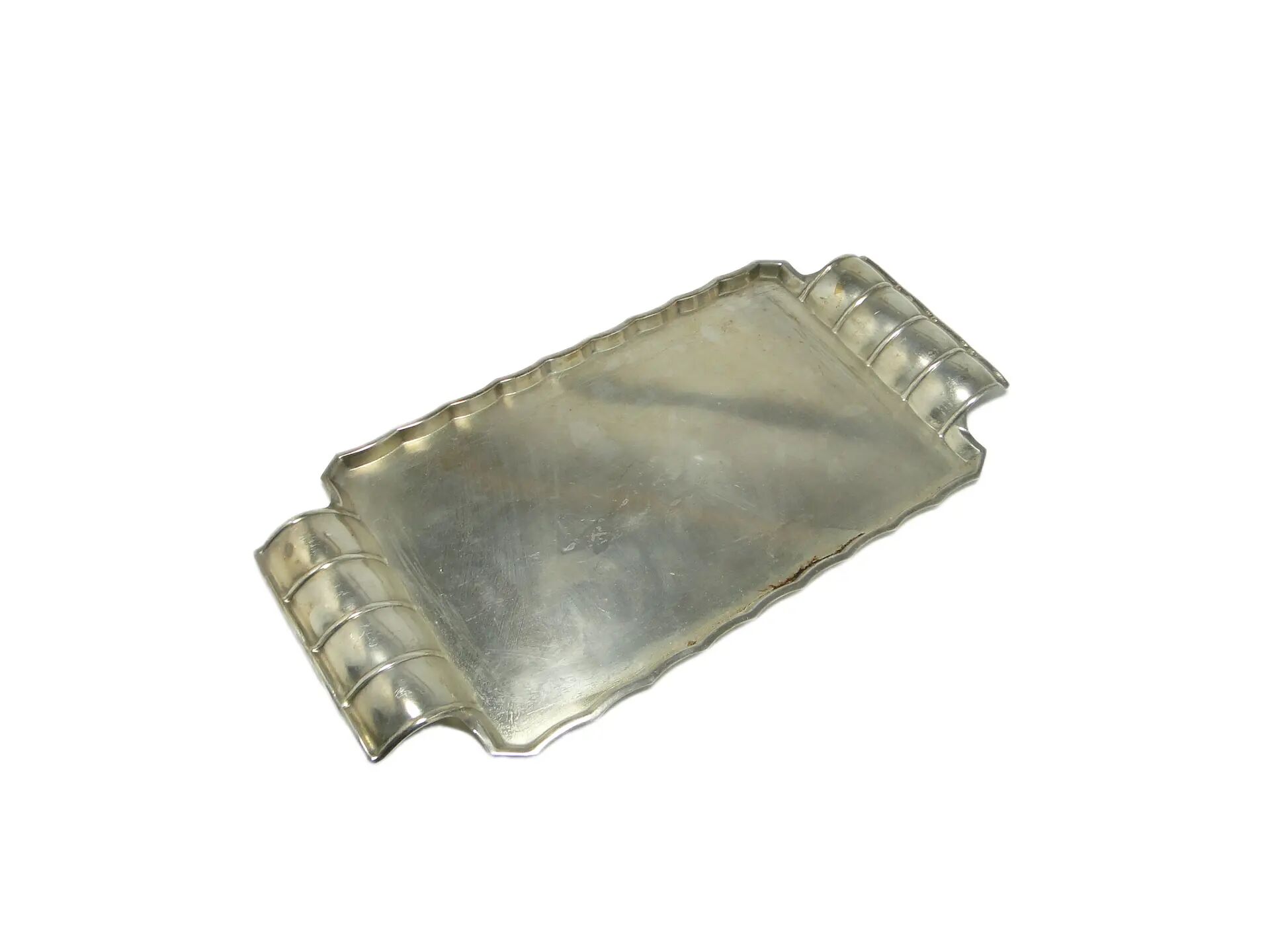 Art Deco tray, silver-plated brass, Szandrik, Hungary, 1930s.