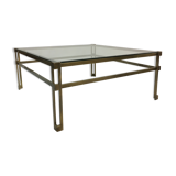 Vintage hollywood regency square brass coffee table