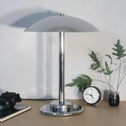 Mushroom lamp, chrome metal saucer, Aluminor, France, 1970