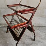 Table, bar trolley on wheels. removable tray. design 50 vintage italy