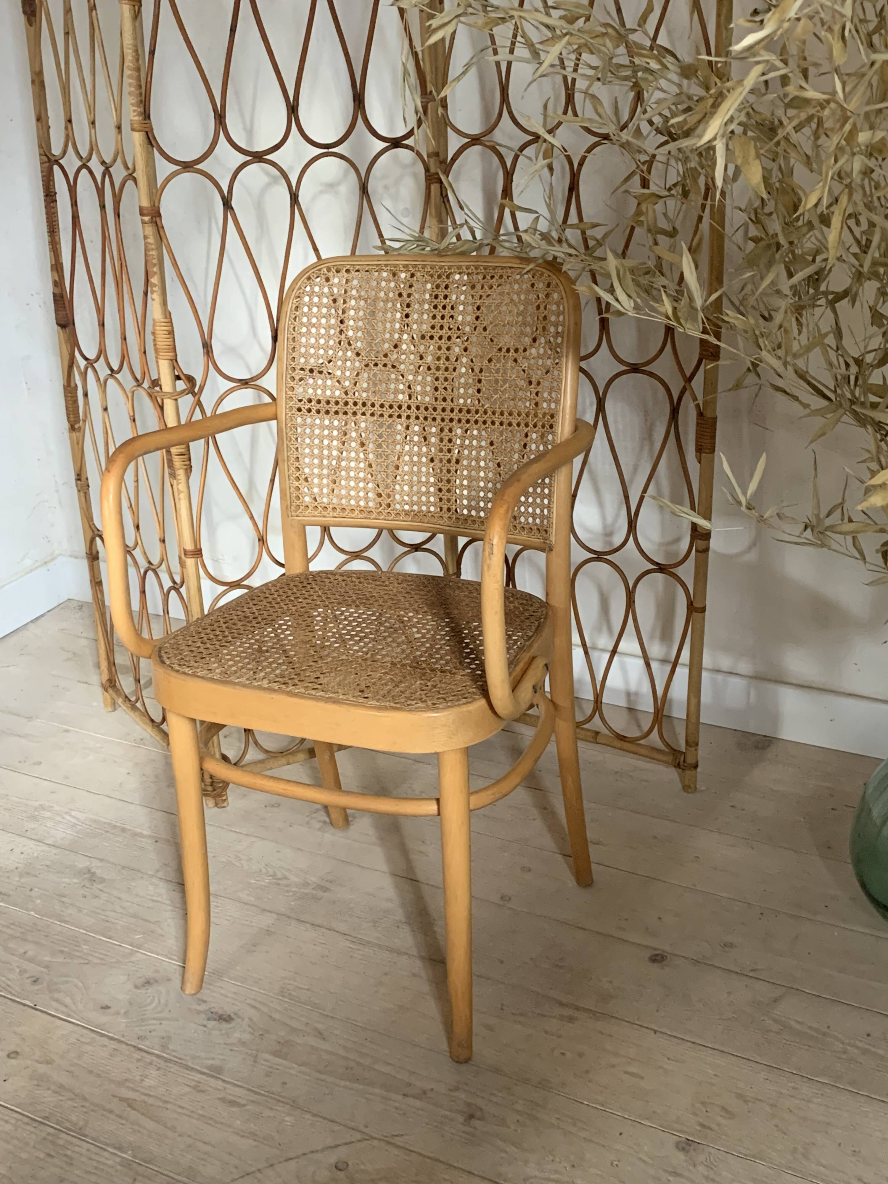 Vintage Hofmann cane armchair chair