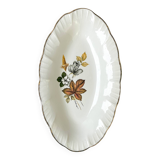 Ravier porcelaine digoin chamoi motif fleuri
