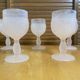 Set of 5 Frosted Pink Wine Glasses Made in Italy Vintage #E170