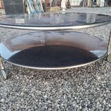 Round coffee table top in black glass
