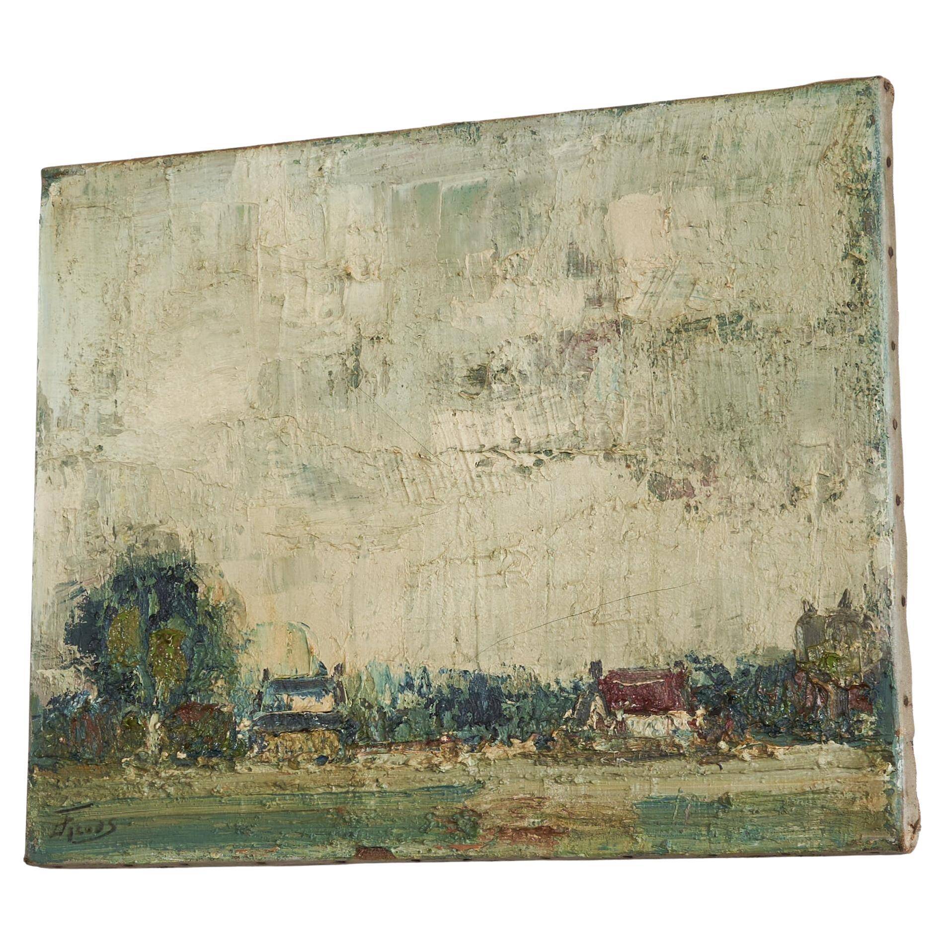 Paysage néerlandais huile sur toile 1940