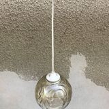 Suspension ancienne verre moulé doré années 70 vintage