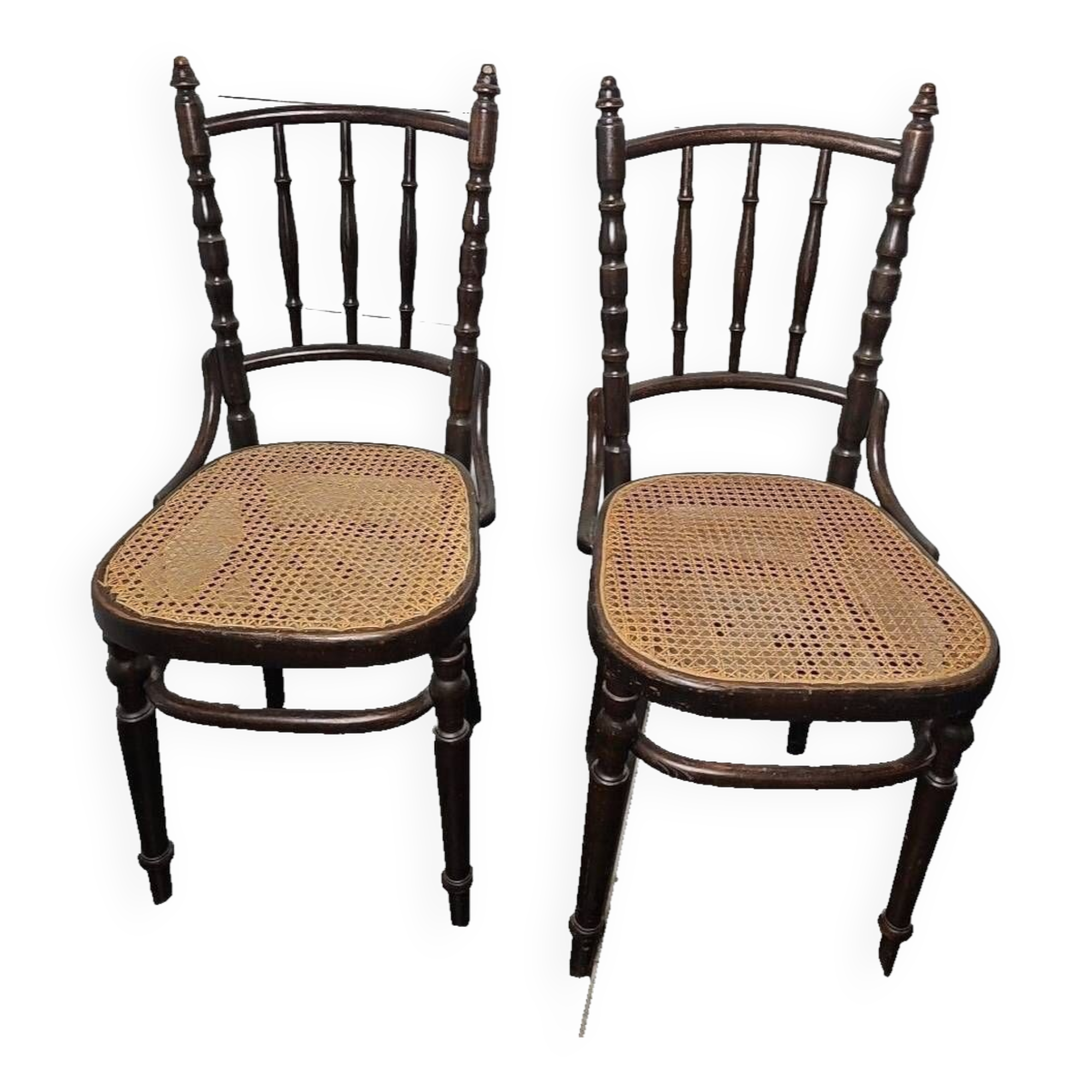 FISCHEL brand caned bistro chairs x 2