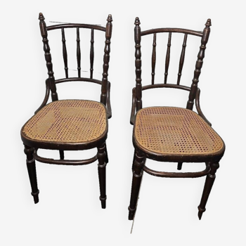 FISCHEL brand caned bistro chairs x 2