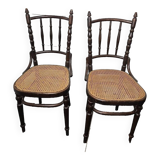 chaises de bistrot cannées de marque FISCHEL x 2