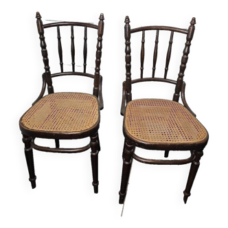 FISCHEL brand caned bistro chairs x 2