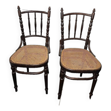 chaises de bistrot cannées de marque FISCHEL x 2