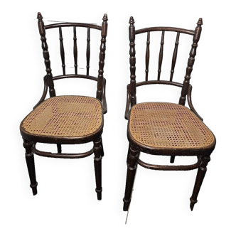 chaises de bistrot cannées de marque FISCHEL x 2
