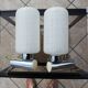 2 old wall lights in chrome and white glass.
