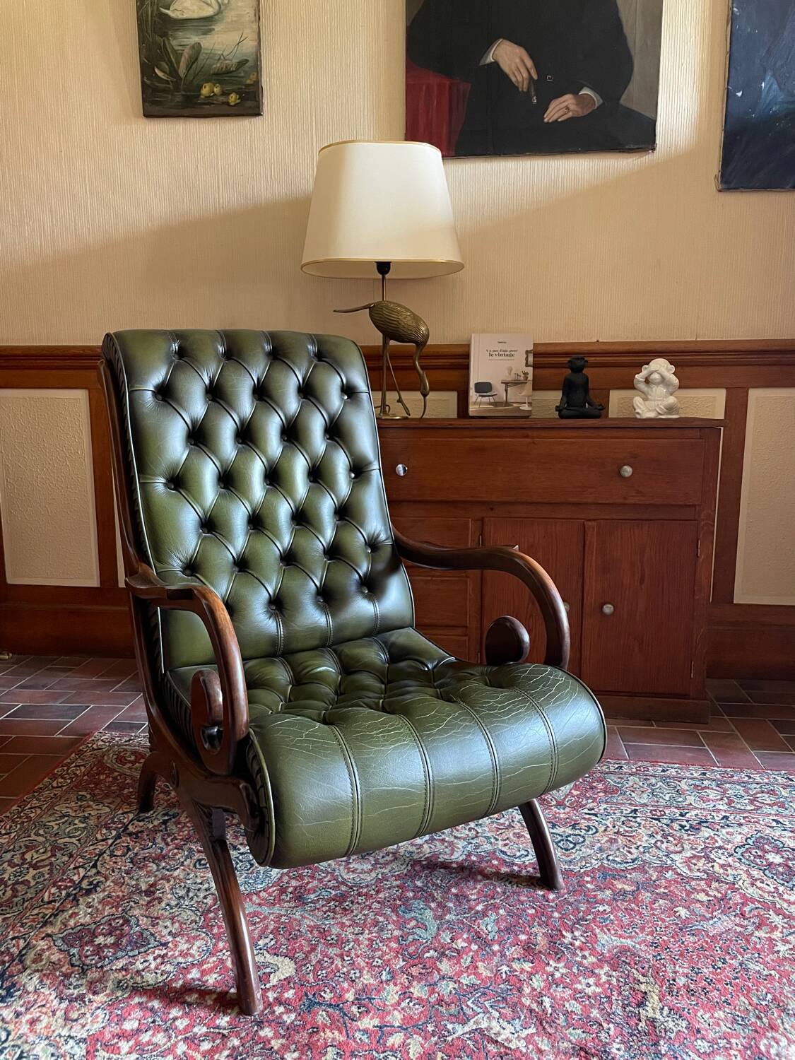 Vintage leather chesterfield armchair