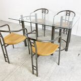 Post modern dining chairs and table, 1980s
