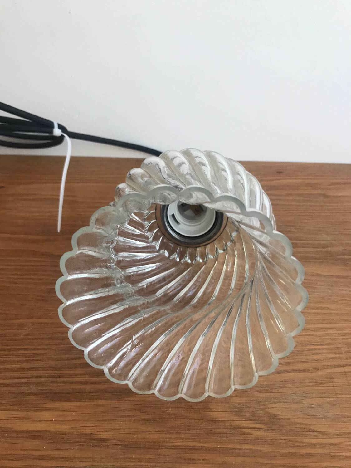 Pendant Light With Vintage Twisted Glass Globe Electrical System New
