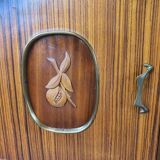 1960s sideboard with decorated doors in wood and brass