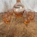 Vintage pink glass liqueur service