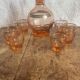 Vintage pink glass liqueur service