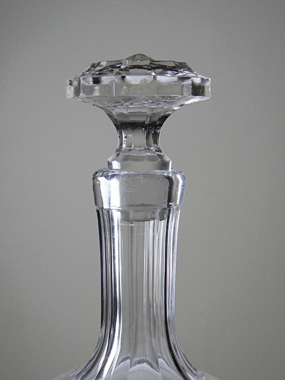 Antique wine decanter, faceted cut crystal