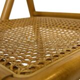Vintage wooden folding chair with rattan seat 80s minimalist design