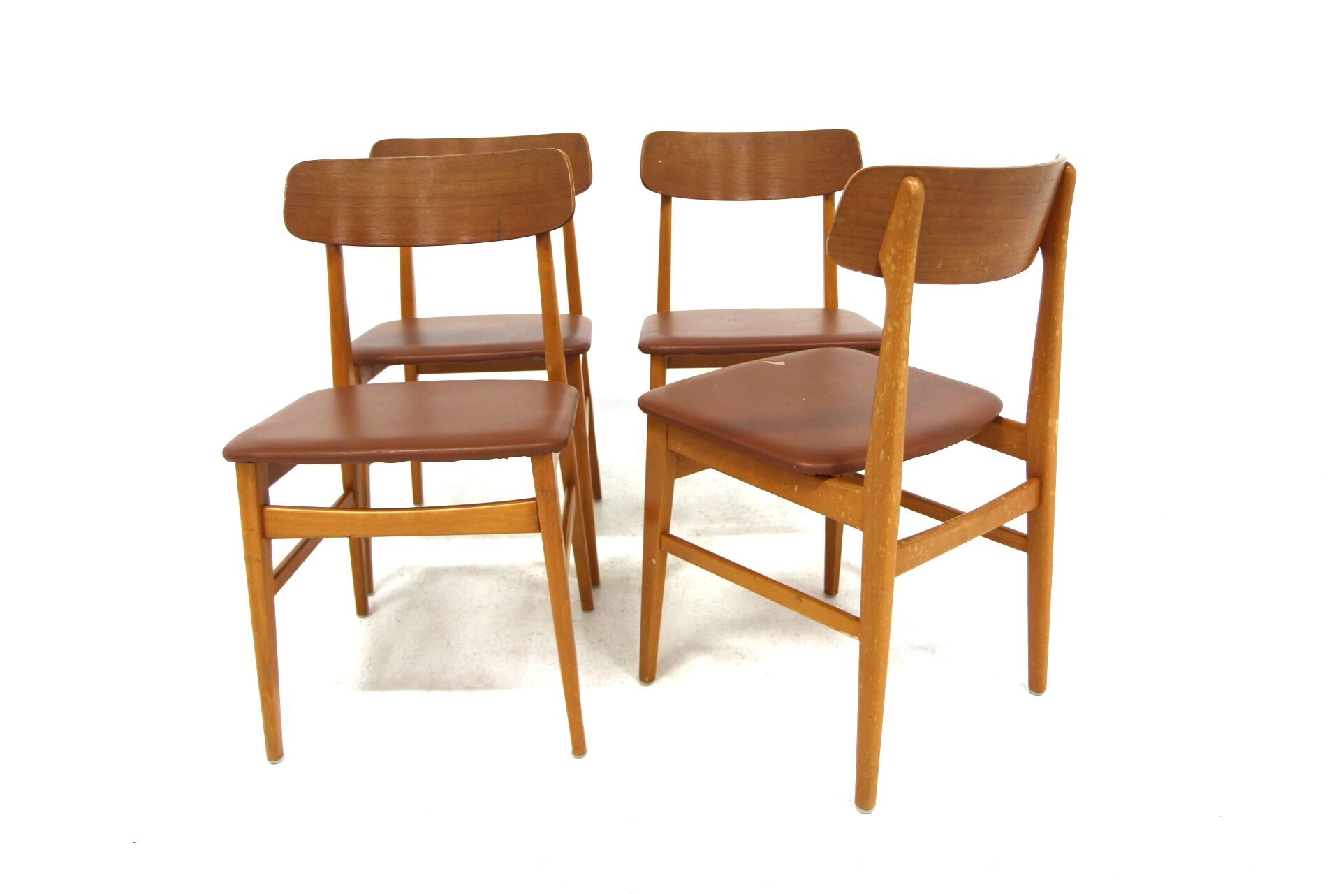Set of 4 Scandinavian beech chairs, Sweden, 1960