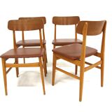 Set of 4 Scandinavian beech chairs, Sweden, 1960