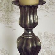 French vintage heavy silver metal table lamp with candle drip detail 4155