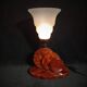 Lampe sculptural art déco en loupe d’acajou