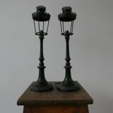 Pair of Bronze French Table Lamps in the Form of Street Lanterns