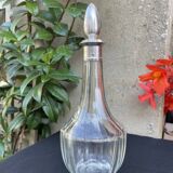 Carafe à liqueur cristal taillé et argent poinçonné Tête de Minerve
