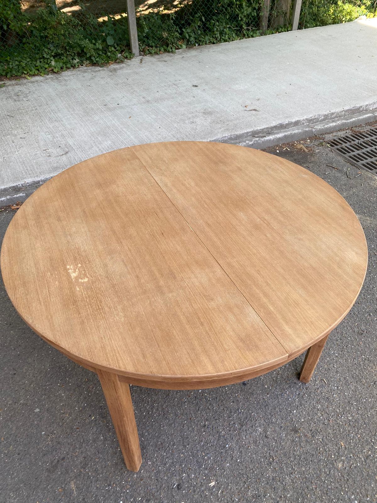 Scandinavian round extendable dining table renovated light oak 172cm