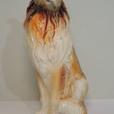 Vintage Ceramic Sitting Collie Dog Sculpture